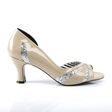 Cargar imagen en el visor de la galería, Tacones Pleaser Pink Label JENNA-03 Crema Charol Plata