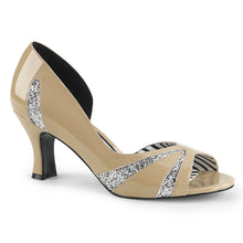 Cargar imagen en el visor de la galería, Tacones Pleaser Pink Label JENNA-03 Crema Charol Plata