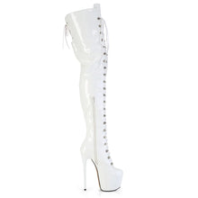 Cargar imagen en el visor de la galería, Tacones Pleaser JUBILANT-4012 Blanco Str. Charol