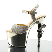 Load image into Gallery viewer, Tacones Pleaser REVOLVER-709G Dorado Gltr Cromo