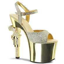 Load image into Gallery viewer, Tacones Pleaser REVOLVER-709G Dorado Gltr Cromo