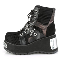 Cargar imagen en el visor de la galería, Botines Demonia SCENE-53 Negro Piel vegana-Fishnet Fabric