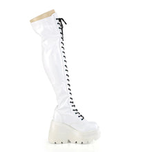 Carregar imagem no visualizador da galeria, Botas (Over the Knee) Demonia SHAKER-374 Blanco Hologram Stretch Charol
