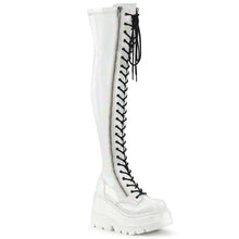 Carregar imagem no visualizador da galeria, Botas (Over the Knee) Demonia SHAKER-374 Blanco Hologram Stretch Charol