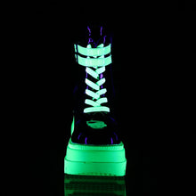 Cargar imagen en el visor de la galería, Botines Demonia SHAKER-52 Negro Pat-UV Neon Verde