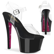 Cargar imagen en el visor de la galería, Tacones Pleaser SKY-308CRS - Transparente / Strass negro-rosa intenso