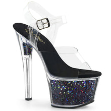 Load image into Gallery viewer, Tacones Pleaser SKY-308GF Transparente Negro Purpurina