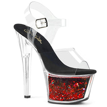 Cargar imagen en el visor de la galería, Tacones Pleaser SKY-308WHG Transparente Negro Rojo