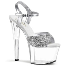 Cargar imagen en el visor de la galería, Tacones Pleaser SKY-310 Plata Gltr Transparente