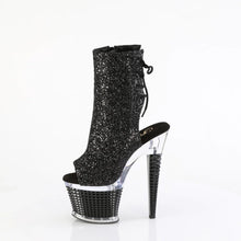 Load image into Gallery viewer, Tacones Pleaser SPECTATOR-1018G Negro Purpurina Transparente