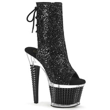 Load image into Gallery viewer, Tacones Pleaser SPECTATOR-1018G Negro Purpurina Transparente