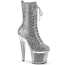 Carregar imagem no visualizador da galeria, Tacones Pleaser SPECTATOR-1040G Plata Purpurina Transparente