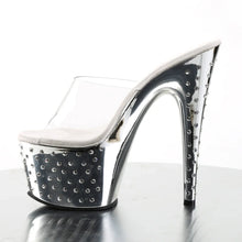 Cargar imagen en el visor de la galería, Tacones Pleaser STARDUST-701 Transparente Plata Cromo