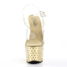 Carregar imagem no visualizador da galeria, Tacones Pleaser STARDUST-708 Transparente Dorado Cromo