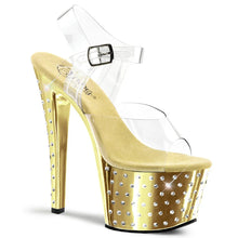 Carregar imagem no visualizador da galeria, Tacones Pleaser STARDUST-708 Transparente Dorado Cromo