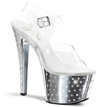 Carregar imagem no visualizador da galeria, Tacones Pleaser STARDUST-708 Transparente Plata Cromo