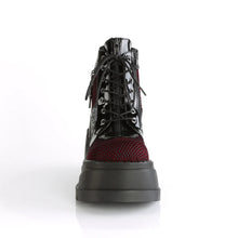 Cargar imagen en el visor de la galería, Botines Demonia STOMP-18 Negro Pat-Burdeos Velvet