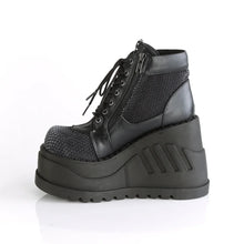 Carregar imagem no visualizador da galeria, Botines Demonia STOMP-18 Negro Piel vegana-Grey Velvet