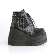 Carregar imagem no visualizador da galeria, Botines Demonia STOMP-18 Negro Piel vegana-Grey Velvet