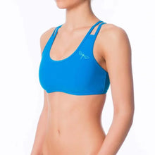 Carregar imagem no visualizador da galeria, Lycra sports bra Xenia | Sports bra | Color: yellow | Women's sports bra | Dragonfly Pole Dance Clothes and Bikram Hot Yoga Outfit