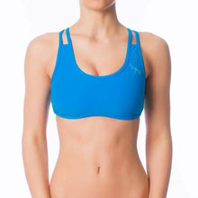 Carregar imagem no visualizador da galeria, Xenia sports bra | Sports bra | Color: azure | Women's sports bra | Dragonfly Pole Dance Clothes and Bikram Hot Yoga Outfit