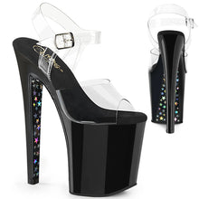 Cargar imagen en el visor de la galería, Tacones Pleaser XTREME-808CHS Transparente Negro Plata