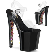 Cargar imagen en el visor de la galería, Tacones Pleaser XTREME-808PYRS Transparente Negro Dorado