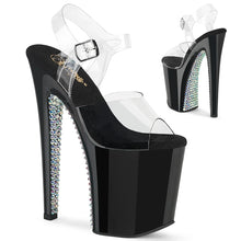 Load image into Gallery viewer, Tacones Pleaser XTREME-808SPRS Transparente Negro Plata