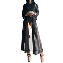Cargar imagen en el visor de la galería, Kimono Largo Transparente Negro

