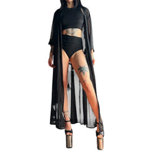 Cargar imagen en el visor de la galería, Kimono Largo Transparente Negro
