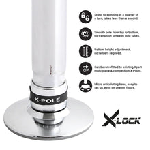 Cargar imagen en el visor de la galería, Barra pole dance X-POLE XPERT PRO PX 45mm cromada con X-LOCK con un sólo click
