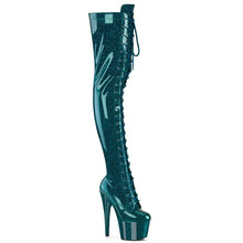 Cargar imagen en el visor de la galería, Tacones Pleaser ADORE-3020GP Teal Purpurina Charol
