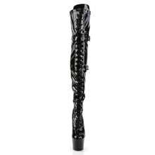Cargar imagen en el visor de la galería, Botas Pleaser ADORE-3028 - Negro charol elástico / Negro
