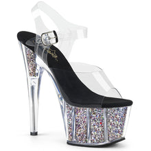 Load image into Gallery viewer, Tacones Pleaser ADORE-708CG Transparente Plata Confetti
