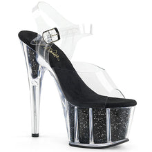 Load image into Gallery viewer, Tacones Pleaser ADORE-708G Transparente Negro Purpurina

