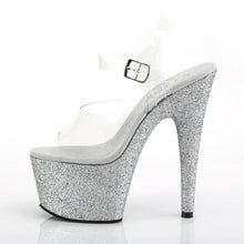 Load image into Gallery viewer, Tacones Pleaser ADORE-708HMG Transparente Plata Purpurina
