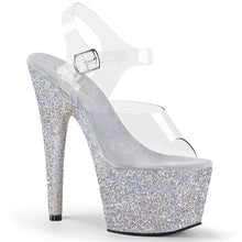 Load image into Gallery viewer, Tacones Pleaser ADORE-708HMG Transparente Plata Purpurina

