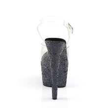 Carregar imagem no visualizador da galeria, Tacones Pleaser ADORE-708LG Transparente Negro Purpurina
