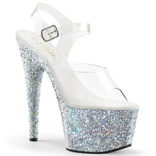 Cargar imagen en el visor de la galería, Tacones Pleaser ADORE-708LG Transparente Plata Purpurina
