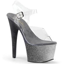Cargar imagen en el visor de la galería, Tacones Pleaser ADORE-708OMBRE Transparente Plata Negro
