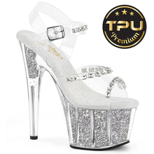 Load image into Gallery viewer, Tacones Pleaser ADORE-708PREM-STNG Transparente Plata Purpurina
