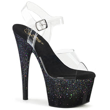 Cargar imagen en el visor de la galería, Tacones Pleaser ADORE-708SS Transparente Negro Purpurina
