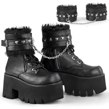 Load image into Gallery viewer, Botines Demonia ASHES-57 Negro Piel vegana
