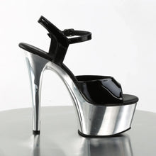Cargar imagen en el visor de la galería, Tacones Pleaser ASPIRE-609 Negro Charol Plata
