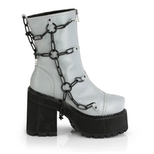 Load image into Gallery viewer, Botines Demonia ASSAULT-66 Grey Reflective Piel vegana
