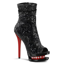 Cargar imagen en el visor de la galería, Tacones Pleaser BLONDIE-R-1008 Negro Sequins Rojo
