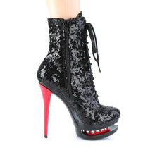 Carregar imagem no visualizador da galeria, Tacones Pleaser BLONDIE-R-1020 Negro Sequins Rojo
