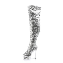 Cargar imagen en el visor de la galería, Tacones Pleaser BLONDIE-R-3011 Plata Sequins Cromo
