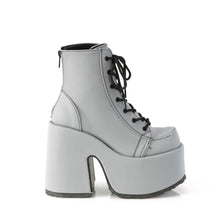 Load image into Gallery viewer, Botines Demonia CAMEL-203 Grey Reflective Piel vegana
