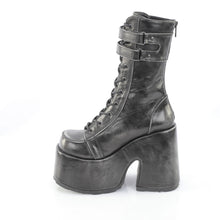 Carregar imagem no visualizador da galeria, Botas Demonia CAMEL-250 - Pele vegan preto-prateado com efeito desgastado
